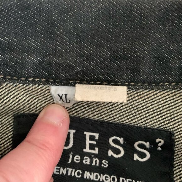 Guess USA Jeans Denim Trucker Jacket Retro 90s Black Women’s XL Button - Picture 12 of 14